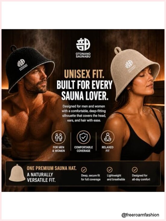 100% Cotton Double-Layer Reversible Sauna Hat for Men & Women main image 4